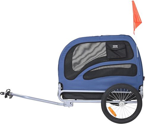 VEVOR Dog Bike Trailer, Supports up to 100 lbs, Pet Cart Bicycle Carrier, Easy Folding Frame with Quick Release Wheels, Universal Bicycle Coupler, Reflectors, Flag, Collapsible to Store in Saudi Arabia