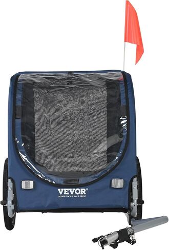 VEVOR Dog Bike Trailer, Supports up to 100 lbs, Pet Cart Bicycle Carrier, Easy Folding Frame with Quick Release Wheels, Universal Bicycle Coupler, Reflectors, Flag, Collapsible to Store in Saudi Arabia