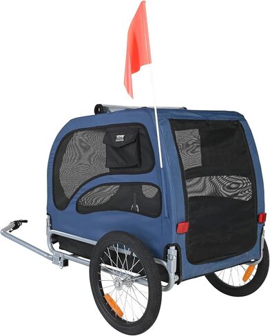 VEVOR Dog Bike Trailer, Supports up to 100 lbs, Pet Cart Bicycle Carrier, Easy Folding Frame with Quick Release Wheels, Universal Bicycle Coupler, Reflectors, Flag, Collapsible to Store in Saudi Arabia