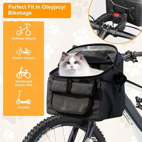 Dog Bike Basket Carrier, Foldable Soft-Sided Pet Carrier Backpack with Mesh Windows, Pet Travel Bag,Dog Backpack Carrier Safe and Easy for Small Medium Cats and Dogs (Grey) in Saudi Arabia