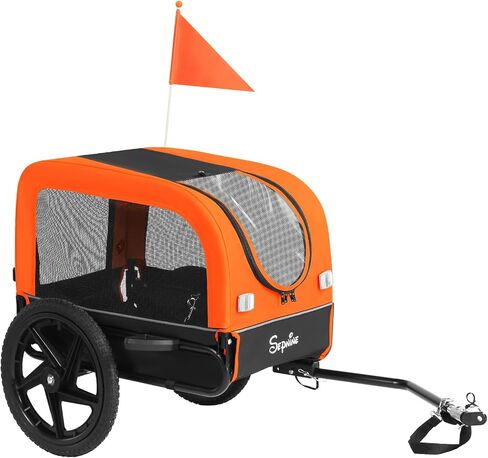 Sepnine Dog Bike Trailer, Dog Cart for Bicycle, Suitable for Small and Medium Pets, Easy Folding Cart Frame, Quick Release Wheel, Non-Slip Floor, Internal Leash, 66LBS Grey in Saudi Arabia