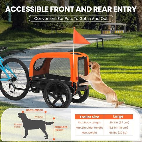Sepnine Dog Bike Trailer, Dog Cart for Bicycle, Suitable for Small and Medium Pets, Easy Folding Cart Frame, Quick Release Wheel, Non-Slip Floor, Internal Leash, 66LBS Grey in Saudi Arabia