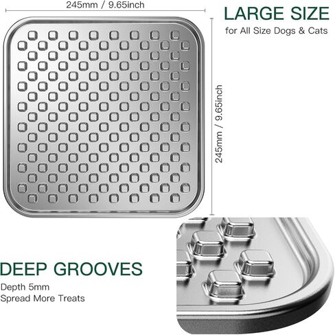 Stainless Steel Large Lick Mat for Dogs & Cats, Chew-Proof Slow Feeder, Anxiety Reducer, Whisker-Friendly for Cats, Non-Slip Heavy Duty Base, Raw Feeding Pad, Dishwasher Safe [Single] in Kuwait