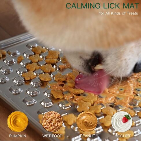 Stainless Steel Large Lick Mat for Dogs & Cats, Chew-Proof Slow Feeder, Anxiety Reducer, Whisker-Friendly for Cats, Non-Slip Heavy Duty Base, Raw Feeding Pad, Dishwasher Safe [Single] in Kuwait
