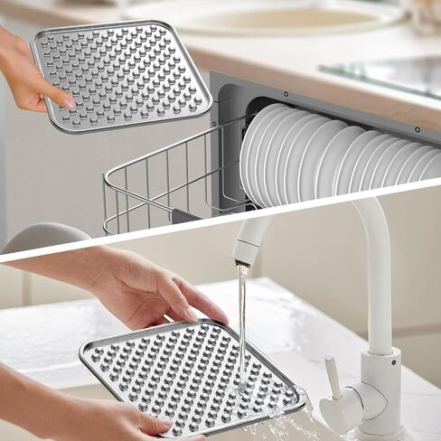 Stainless Steel Large Lick Mat for Dogs & Cats, Chew-Proof Slow Feeder, Anxiety Reducer, Whisker-Friendly for Cats, Non-Slip Heavy Duty Base, Raw Feeding Pad, Dishwasher Safe [Single] in Kuwait