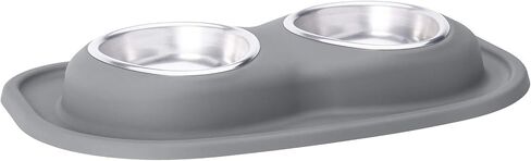 WeatherTech Double Low Pet Feeding System - Compact and Portable Dog/Cat Food and Water Station - 16 oz (2 Cups) Light Grey (DL1602LG) in Saudi Arabia