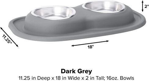 WeatherTech Double Low Pet Feeding System - Compact and Portable Dog/Cat Food and Water Station - 16 oz (2 Cups) Light Grey (DL1602LG) in Saudi Arabia