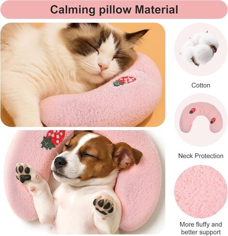 وسادة على شكل حرف U للحيوانات الأليفة ، وسادة تهدئة للحيوانات الأليفة الناعمة والرقيقة ، ونصف دونات الحضن بنمط تطريز لطيف ، يمكن أن تدعم رقبة الحيوانات الأليفة ، والآلة ، ومناسبة للقطط والكلاب والحيوانات الأليفة الأخرى in Kuwait