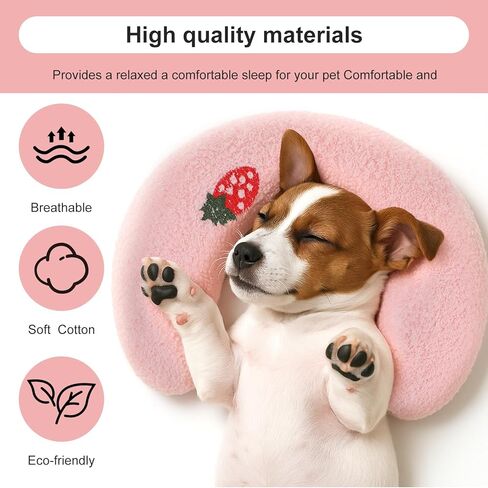 وسادة على شكل حرف U للحيوانات الأليفة ، وسادة تهدئة للحيوانات الأليفة الناعمة والرقيقة ، ونصف دونات الحضن بنمط تطريز لطيف ، يمكن أن تدعم رقبة الحيوانات الأليفة ، والآلة ، ومناسبة للقطط والكلاب والحيوانات الأليفة الأخرى in Kuwait