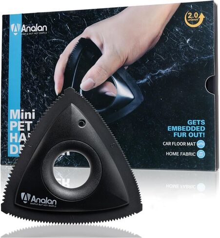 Analan Mini Pet Hair Remover for Car Detailing Supplies, Carpet Dog Hair Remover for Car Interior, Triangle Dog Hair Remover for Auto Detailing, Couch, Furniture, Lint, Carpet (Jet Black) in Kuwait