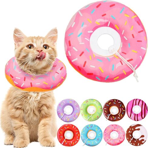 Cat Cone Collar Soft, Cat Recovery Collar for Wound Healing Cute Donut Adjustable Kitten Cones to Stop Licking Comfortable Lightweight Neck Elizabethan Collars for Kittens After Surgery in Kuwait