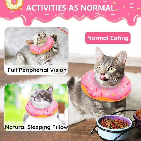 Cat Cone Collar Soft, Cat Recovery Collar for Wound Healing Cute Donut Adjustable Kitten Cones to Stop Licking Comfortable Lightweight Neck Elizabethan Collars for Kittens After Surgery in Kuwait