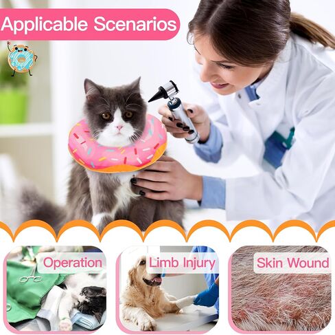 طوق مخروط Cat ناعم ، طوق القطة اللطيفة بعد الجراحة ، مخاريط قابلة للتعديل قابلة للشفاء من القطط للتوقف عن لعق ، رقبة خفيفة الوزن اليزابيثي الياقات للقطط القطط (وردي ، صغير) in Kuwait