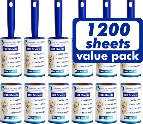 1200 Sheets Lint Roller with 6 Upgraded Handles (6 Rollers + 6 Refill), Mage Value Set Sticky Lint Rollers for Pet Hair, Portable Pet Hair Remover for Clothes, Furniture, Carpet, Dog and Cat in Kuwait