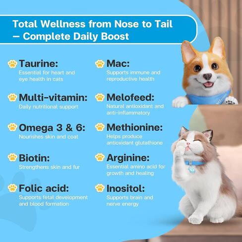 مكملات القط القطط Vitality Cat-عجينة قابلة للشفاء لدعم المناعة والقطط التخلص من حساسية الجلد-متعدد الفيتامينات اليومية مع أوميغا 3 ، البيوتين ، البروبيوتيك ، ماك ، توراين-30 كيس in Saudi Arabia
