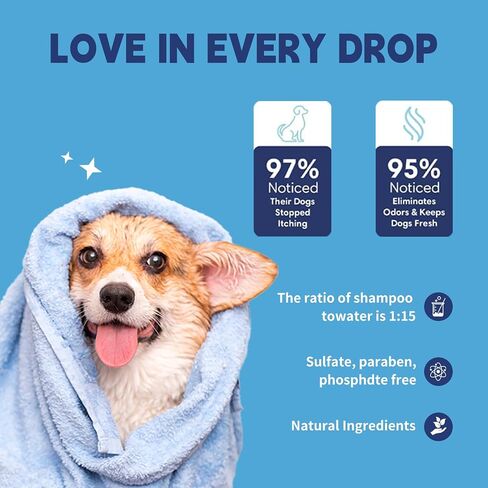 Waterless No-Rinse Pet Shampoo, Essence & Conditioner for Dogs, Puppies & Cats - Natural Pomegranate Scent - Dry, Soothes Itchy Skin, Hydrates Coat, Fits Pet Steam Brush in Saudi Arabia