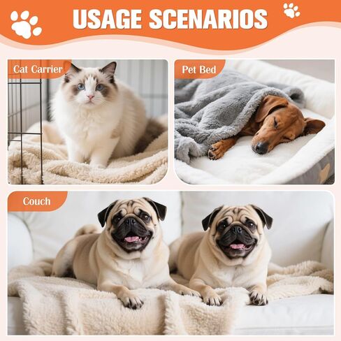 Cat Blanket for Small Dogs Puppy Cat, 16" x 24" Grey/Beige Pack 2, Soft Warm Sherpa Fleece Cat Blanket Washable in Kuwait