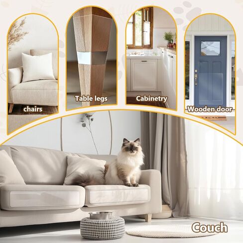 Anti Cat Scratch Furniture Protector, 8 Pcs Self-Adhesive Couch Protector for Cat Claws, Heavy Duty Couch Cover Furniture Protectors from Cats Scratching Tape for Sofa, Corner, Door, Chair in Kuwait