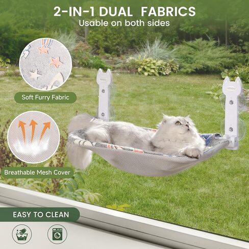2 Pack Cat Window Perch, Glow in The Dark Foldable Cat Hammock with Sunken Design & Removable Soft Cover, Breathable Cordless Window Bed for Resting Indoor Kitten (Shallow Perch, 2 Pack - M) in Kuwait