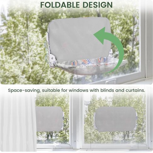 2 Pack Cat Window Perch, Glow in The Dark Foldable Cat Hammock with Sunken Design & Removable Soft Cover, Breathable Cordless Window Bed for Resting Indoor Kitten (Shallow Perch, 2 Pack - M) in Kuwait