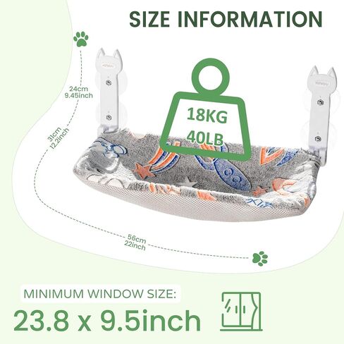 2 Pack Cat Window Perch, Glow in The Dark Foldable Cat Hammock with Sunken Design & Removable Soft Cover, Breathable Cordless Window Bed for Resting Indoor Kitten (Shallow Perch, 2 Pack - M) in Kuwait