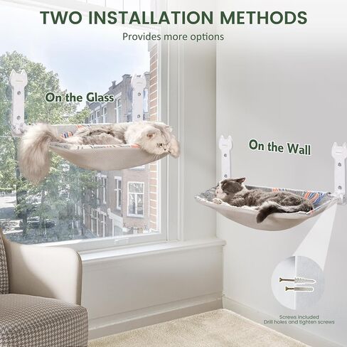 2 Pack Cat Window Perch, Glow in The Dark Foldable Cat Hammock with Sunken Design & Removable Soft Cover, Breathable Cordless Window Bed for Resting Indoor Kitten (Shallow Perch, 2 Pack - M) in Kuwait