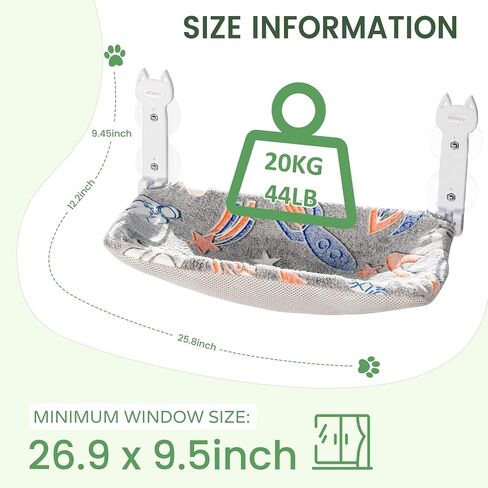 HiPetpy 2-Pack Large Cat Window Perch, Cordless Foldable Cat Hammock in Saudi Arabia