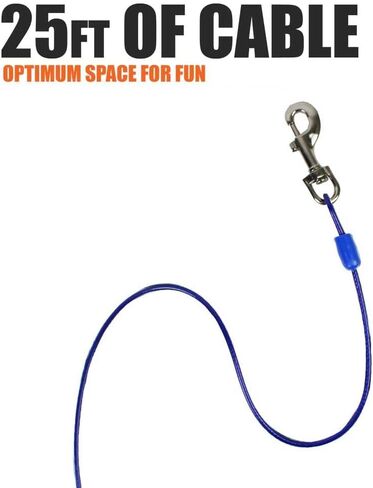 BV Dog Tie Out Cable 30 Feet - Heavy Duty Dog Lead Up to 125 Pounds - Reflective & Rust-Free with Quick Release Swivel Clips & 360° Rotating Clasp - Tangle-Free Dogs Runner for Yard (Red, Single) in Saudi Arabia