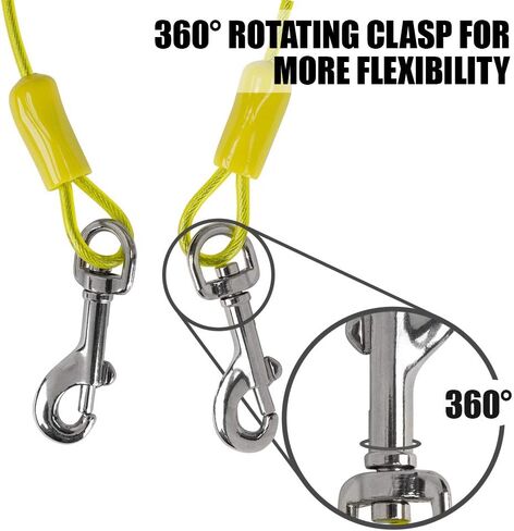 BV Dog Tie Out Cable 30 Feet - Heavy Duty Dog Lead Up to 125 Pounds - Reflective & Rust-Free with Quick Release Swivel Clips & 360° Rotating Clasp - Tangle-Free Dogs Runner for Yard (Red, Single) in Saudi Arabia