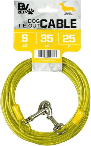 BV Dog Tie Out Cable 30 Feet - Heavy Duty Dog Lead Up to 125 Pounds - Reflective & Rust-Free with Quick Release Swivel Clips & 360° Rotating Clasp - Tangle-Free Dogs Runner for Yard (Red, Single) in Saudi Arabia