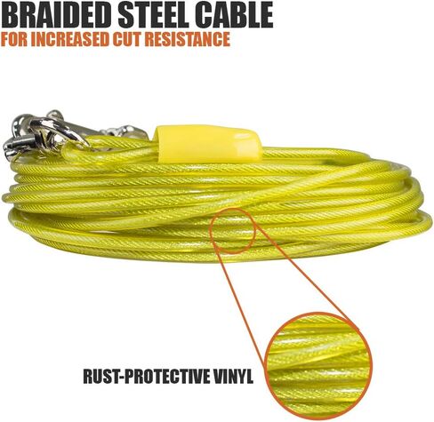 BV Dog Tie Out Cable 30 Feet - Heavy Duty Dog Lead Up to 125 Pounds - Reflective & Rust-Free with Quick Release Swivel Clips & 360° Rotating Clasp - Tangle-Free Dogs Runner for Yard (Red, Single) in Saudi Arabia