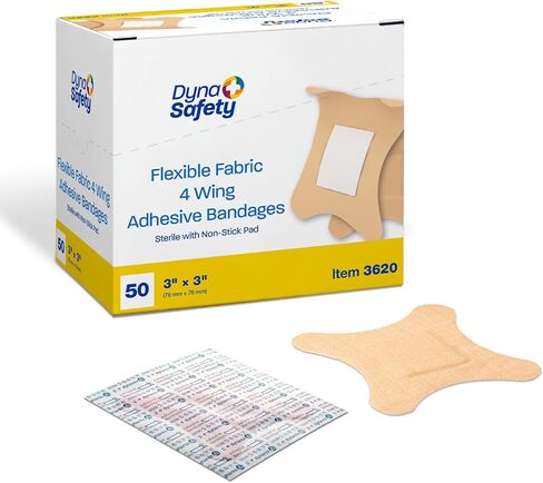 ضمادات لاصقة من نسيج Dynarex - ضمادات قماشية معقمة ومرنة للجروح - وسادات غير لاصقة - لوازم إسعافات أولية مغلفة بشكل فردي - بدون لاتكس - 2 × 4-1/2 بوصة، صندوق واحد مكون من 50 قطعة in Kuwait