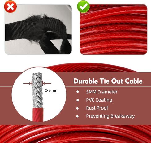 Dog Runner for Yard, Outdoor Dog Run, 100FT+15FT, Red in Saudi Arabia