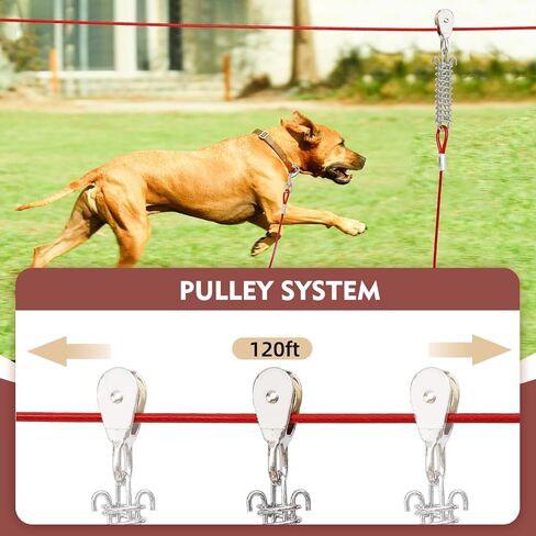 Dog Runner for Yard, Outdoor Dog Run, 100FT+15FT, Red in Saudi Arabia