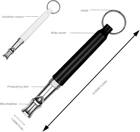 Dog Whistle to Stop Barking Neighbors Dog，Professional Recall Dog Training Whistles,2 Pcs Adjustable Silent Dog Whistle with Lanyard,Black and White in Kuwait