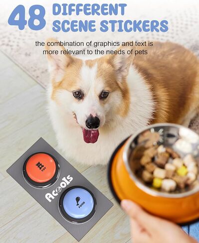 Acools Dog Buttons for Communication, 6 Pcs Dog Talking Button Set, 30s Voice Recordable Pet Training Buzzer, Speaking Buttons for Cats & Dogs with Waterproof Dog Activity Mat and 24 Scene Stickers in Kuwait