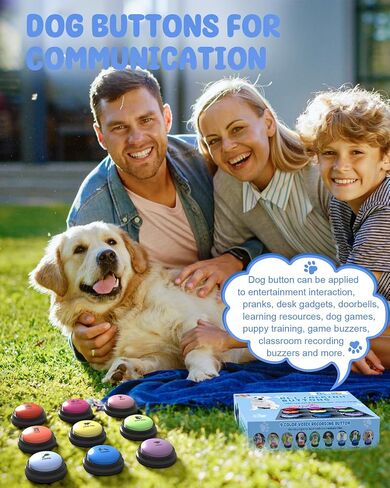 Acools Dog Buttons for Communication, 6 Pcs Dog Talking Button Set, 30s Voice Recordable Pet Training Buzzer, Speaking Buttons for Cats & Dogs with Waterproof Dog Activity Mat and 24 Scene Stickers in Kuwait