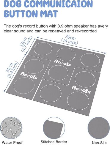 Acools Dog Buttons for Communication, 6 Pcs Dog Talking Button Set, 30s Voice Recordable Pet Training Buzzer, Speaking Buttons for Cats & Dogs with Waterproof Dog Activity Mat and 24 Scene Stickers in Kuwait