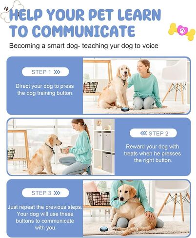 Acools Dog Buttons for Communication, 6 Pcs Dog Talking Button Set, 30s Voice Recordable Pet Training Buzzer, Speaking Buttons for Cats & Dogs with Waterproof Dog Activity Mat and 24 Scene Stickers in Kuwait