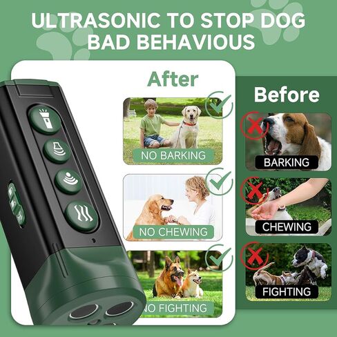 Bokky 6 -in -1 جهاز مكافحة النباح للكلاب مع بواعث سونيك 3x قابلة للتحويل مكوّنة للماء رادع من 4 رؤوس بالموجات فوق الصوتية يصل طولها إلى 32 قدمًا - آمنة لتدريب الكلاب - داخلي وخارجي in Kuwait