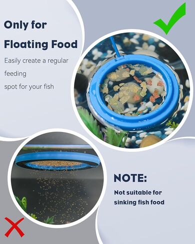 Pawfly 2 Pcs Fish Feeding Ring for Aquarium – Round and Square Floating Food Feeder with Suction Cup for Betta, Goldfish, Guppy, Turtle & Small Fish in Kuwait