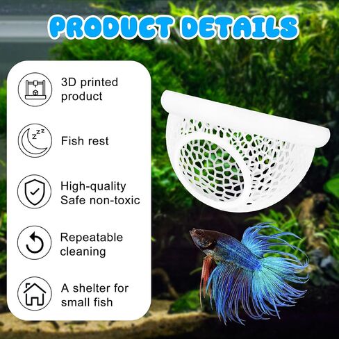 عائم Betta Hide & Rabrimp Cave-All-In-One Aquarium Hammock و Feeder و Safe Retting Sanks لخزانات الأسماك الخالية من الإجهاد in Kuwait