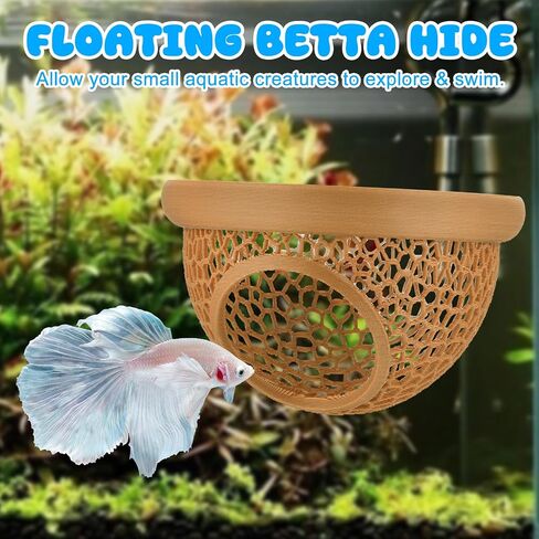 عائم Betta Hide & Rabrimp Cave-All-In-One Aquarium Hammock و Feeder و Safe Retting Sanks لخزانات الأسماك الخالية من الإجهاد in Kuwait