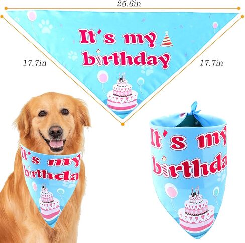 Dog Birthday Party Supplies, Adjustable Dog Bandana Set with Hat, Banner, Balloons and Bow Tie for Party Decorations Festive Accessories Party Photos & Celebrations- Large Medium Small Pet Puppy Dogs in Kuwait