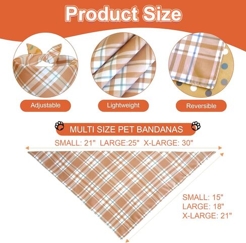 Fall Dog Bandanas Large 3PCS, Plaid Stripe Thanksgiving Scarf in Saudi Arabia