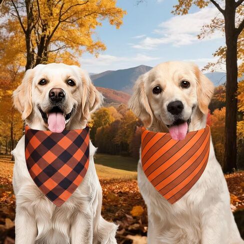 Fall Dog Bandanas Large 3PCS, Plaid Stripe Thanksgiving Scarf in Saudi Arabia