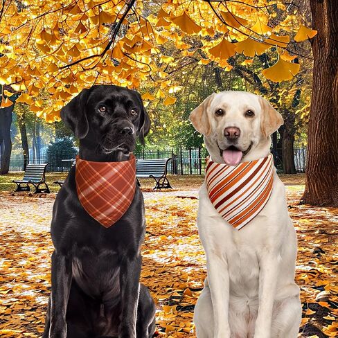 Fall Dog Bandanas Large 3PCS, Plaid Stripe Thanksgiving Scarf in Saudi Arabia