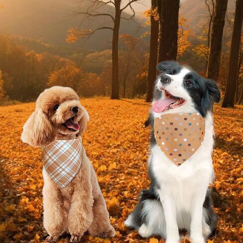 Fall Dog Bandanas Large 3PCS, Plaid Stripe Thanksgiving Scarf in Saudi Arabia