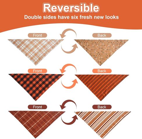 Fall Dog Bandanas Large 3PCS, Plaid Stripe Thanksgiving Scarf in Saudi Arabia