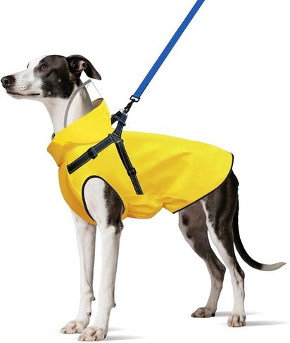 Dog Raincoat: Dog Rain Jacket with Reflective Harness & Removable Hood | Waterproof Dogs Rain Coat Poncho for Large Medium Small Dogs Puppies (Yellow - M) in Kuwait